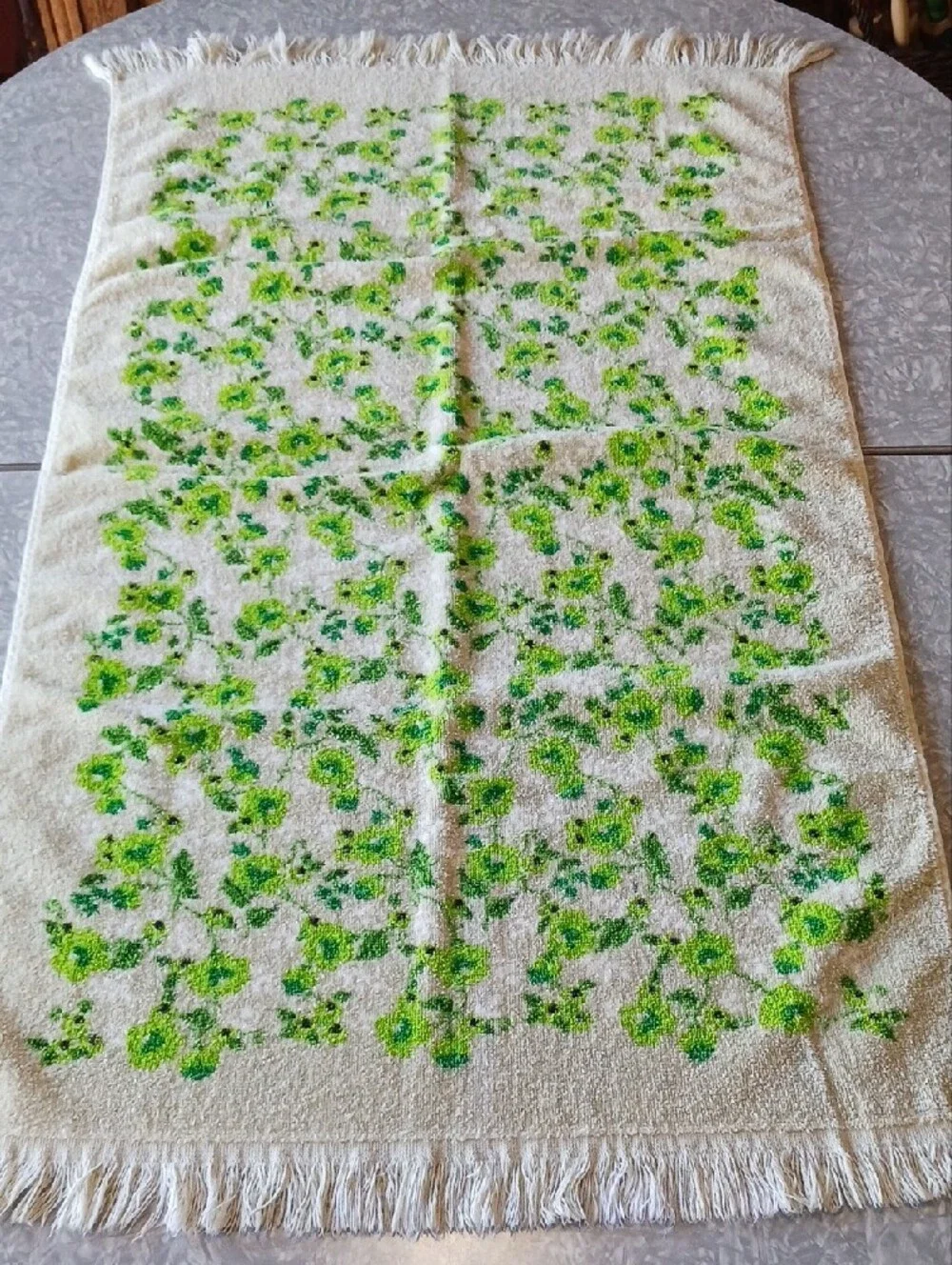 Cannon~ Vintage Floral Green & Cream Cotton Towel Set